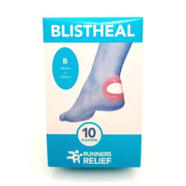 BLISTHEAL - Blister Plasters for Feet & Heels, 10 Hydrocolloid Plasters in a Pack, Sweatproof, Waterproof, Fast Healing, Foot Care, Invisible Plasters (Size B - 44mm x 69mm)