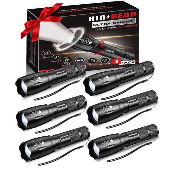 HinsGEAR Flashlights High Lumens 6PCS, 1 Mode LED Flashlight Super