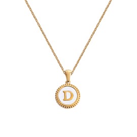 BIFACE Initial Necklaces for Women Gold Jewelry for Women 14K Gold Plated Letter Choker Necklaces Gold Jewelry Valentine's Day Gifts for Women Girl Shell, Stainless Steel, Cubic Zirconia
