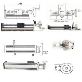 Manual Linear Rail Guide Slide Stage 4 inch 100mm 0.02mm Repeat Positioning Accuracy C7 Ballscrew 1605 XY Axis Positioning Table Translation Displacement Station with W/Handwheel Ruler and Base