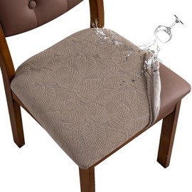 YUEANG Waterproof Chair Seat Cover for Dining Room-Stretchy Washable Chair Seat Covers Set of 6-Kitchen Chair Seat Slipcovers Protector for Home Restaurant Banquet (Taupe,Large)