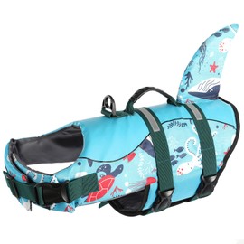 ASENKU Dog Life Jacket - Pet Safety Vest for Swimming & Boating, Shark Life Jacket with Floatation, Dog Lifesavers Swimsuits for Small Medium Large Dogs (Ocean, M)