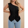 Cicy Bell Womens One Shoulder Blazer Vest Summer Fitted Button