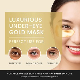 24K Gold Under Eye Patches, Eye Mask,Eye Patches for Puffy Eyes and Dark Circles, Eye Masks Skincare (16 Pair (Pack of 1))