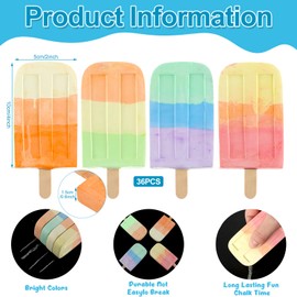 Mooliwe 36 Pcs Ice Cream Sidewalk Chalk Set Multicolor Chalk Party Favors Bulk Washable Safe Outdoor Chalk for Kids Adults Fun Summer Playground Outdoor Activities Painting on Chalkboard Blackboard