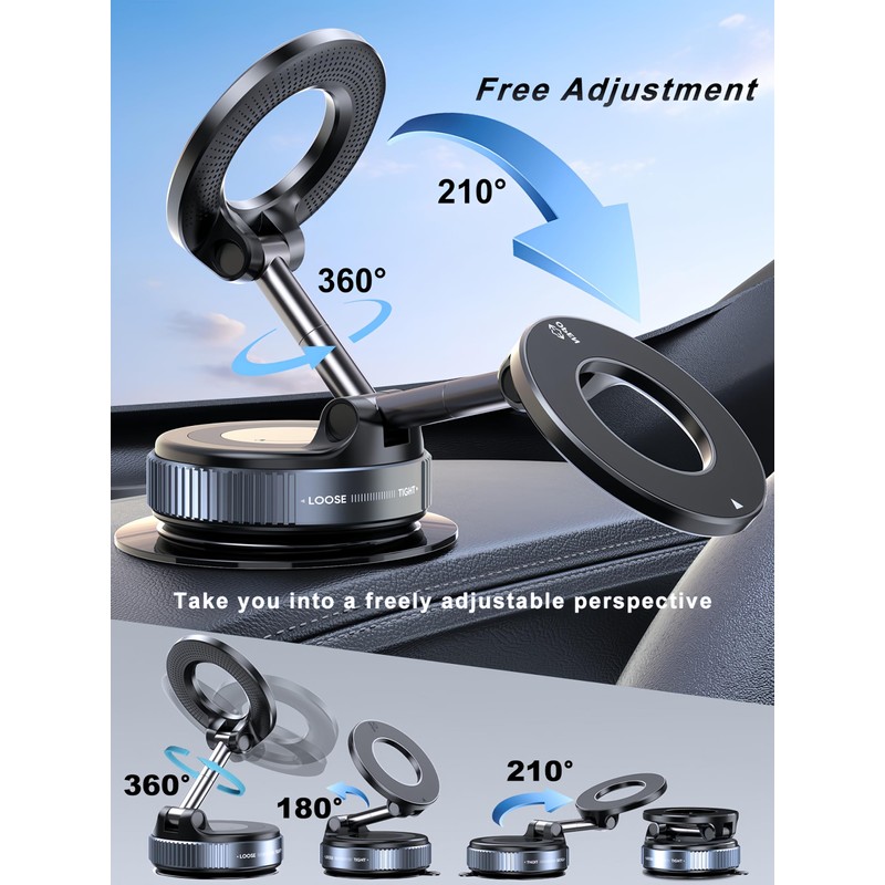 snanlen Upgraded 360° Vacuum Magnetic Phone Holder, Magnetic Car Phone