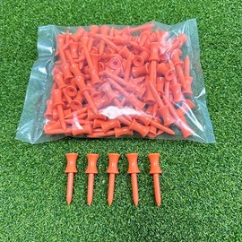 LM sports Plastic Step Down Golf Tees｜Premium Golf Castle Tees｜100 Count, 1.9 inch (Orange)