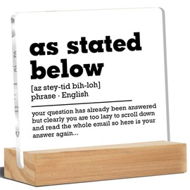 Funny Office Decor, Office Desk Signs As Stated Below Definition Acrylic Desk Plaque Sign Home Office Decoration 4 x 4 Inches