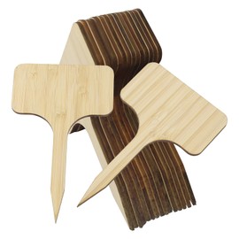 Marvexi 30Pcs Bamboo Plant Tags (6 x 10 cm) T-Type Plant Tags with A Marker Pen, House Plant Labels Garden Markers for Bamboo, Herb, Vegetable