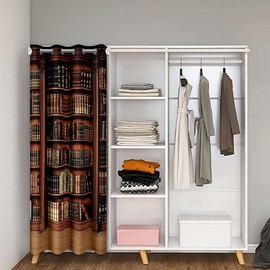 meiyoeat Vintage Bookshelf Door Curtain for Doorway Privacy for 34x80 Inch 1 Panel Kids Books Closet Door Cover for Boy Girl Teen Bookcase Darkening Curtain Washable Retro