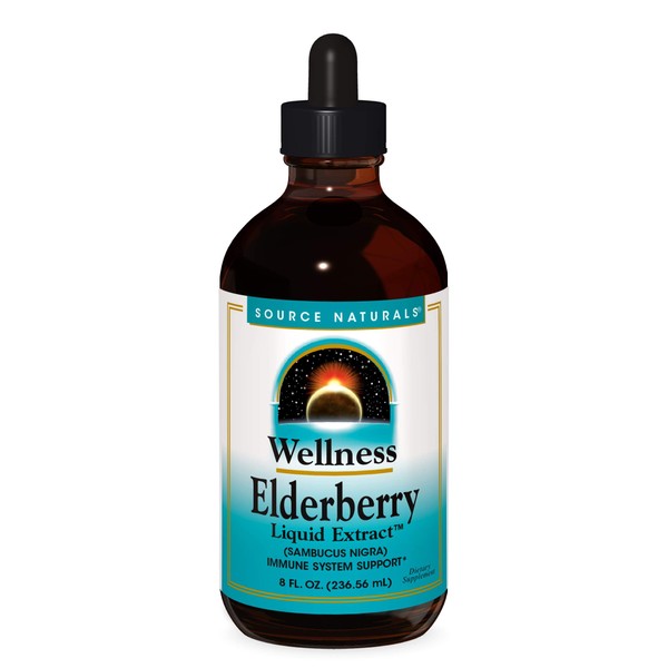 Source Naturals Wellness Elderberry Liquid Extract for Immune System Support - Sambucus nigra - 8 Fluid oz