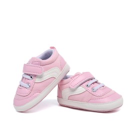 SABATUTU Unisex Baby Boys Girls Canvas Sneakers Toddler Non-Slip Soft Sole Newborn Infant Lightweight First Walker Crib Shoes for 0-18 Months (012-1/LightPink, 0-6 Months)