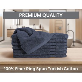 Bennett & Shea Home 8-Piece Luxury Hand Towels, 100% Turkish Cotton Loops, 16 x 28 Premium Hand Towels for Bathroom, Highly Absorbent and Quick Dry Bath Towels, Extra Soft Towel Set, Night Sky