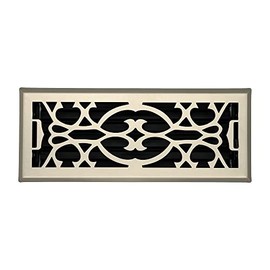 Hartford Ventilation Floor Register 4” x 12” - Victorian Vent Cover for Home - Heavy Duty Metal Design with Scratch Resistant Finish - Smooth Glide Damper (1, Brushed Nickel)