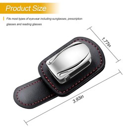 Zpana Sunglasses Holders for Car Visor, Leather Metal One Handed Operation Vehicle Eyeglass Hanger Mount Clip, Automotive Interior Glasses Organizer, Universal for SUV RV Truck (Black)