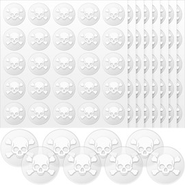 Leinuosen Helmet Stickers Football Baseball Helmet Decals 1-1/8 Inch Vinyl Sports Football Decals Self Adhesive Hockey Stickers for Hockey, Lacrosse, Batting(Clear Print White,Skull)