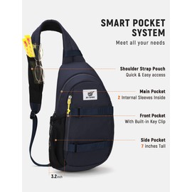SKYSPER Sling Bag Anti-Theft RFID Crossbody Bag Travel Cross Body Backpack Shoulder Hiking Sling Daypack(Navyblue)