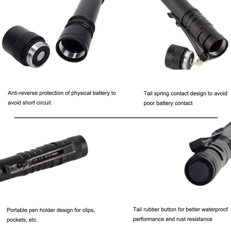Pen Flashlight, Led Mini Penlight Super Bright Pocket Clip Pen