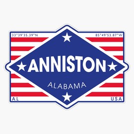 HOF Trading Anniston, Alabama - Diamond Flag Vinyl Sticker Waterproof Decal Laptop Wall Window Bumper Sticker 5"