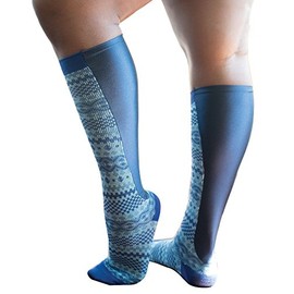 Xpandasox Women's Fairisle/Solid Knee High Socks 10-12 Blue