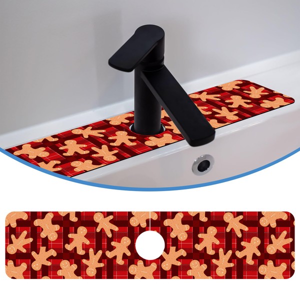 Faucet Mat for Kitchen Sink Christmas Ginger Man Sink Faucet