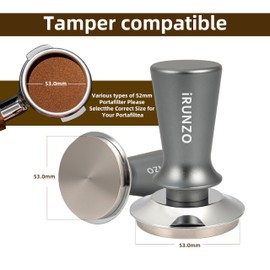 53mm Coffee Espresso Tamper，Premium Barista Coffee Press with Calibrated Spring Loaded WDT Tool，100% Stainless Steel Flat Base Tamper for Espresso Coffee Machine Fits