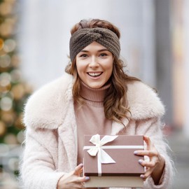 Canitor Warm Winter Headbands for Women Cold Weather Knit Wide Headband Ear Warmers Soft Turban Stretch Headbands Earmuffs Ear Muffs for Girls Winter Running Head Wrap