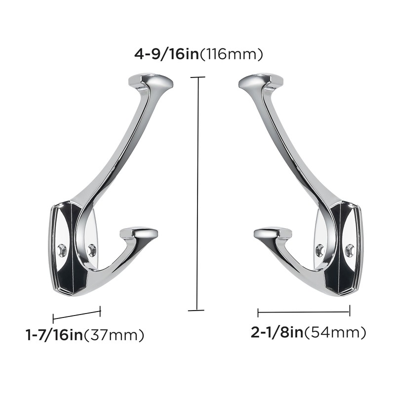 ZAUYX 5 Pack Polished Chrome Hooks Decorative Heavy Duty Solid