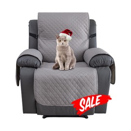 XINEAGE Water Resistant Recliner Cover, Nonslip Recliner Chair Covers for Reclining Chair with Pockets, Quilted Thick Recliner Slipcovers for Pets and Kids (Recliner Chair, Light Gray)