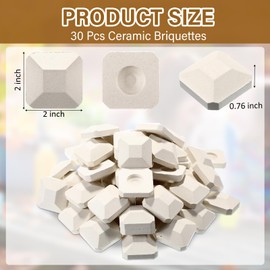 Baquler 30 Pcs Ceramic Briquettes for Gas Grill, BBQ Grill Heat Replacement Ceramic Bricks Plates Replacement for Even Heat Distribution, Reusable Bricks for Baker Chef Cooking Outdoor, 2 x 2 Inches