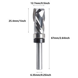 1/4” Compression Spiral Flush Trim Router Bit, Solid Up-Down Cut Top Bearing Flush Trim Router, Precise Wood Flush Trimming Universal Tool for Home Woodwork DIY