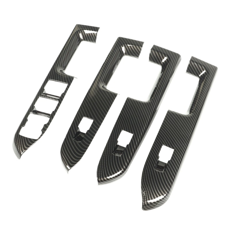 4 Pcs Door Window Control Panel Cover Carbon Fiber Style