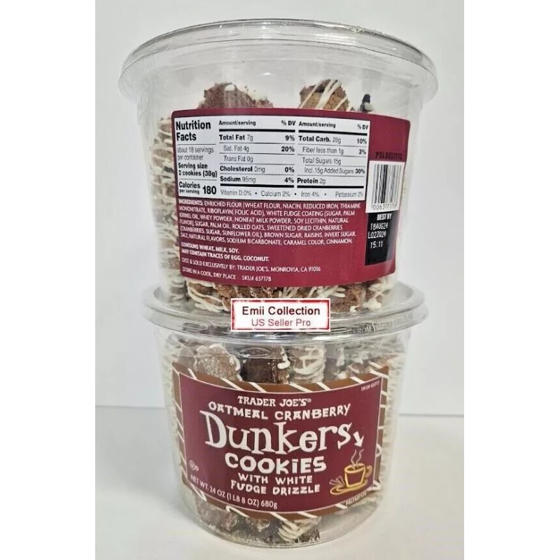 Trader Joe’s Oatmeal Cranberry Cookies Dunkers Bundle 24oz 680g -