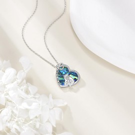 JBAERD Mama Bear Necklace Sterling Silver Polar Bear Heart Pendant Cute Animal Jewelry Gifts for Women Mom