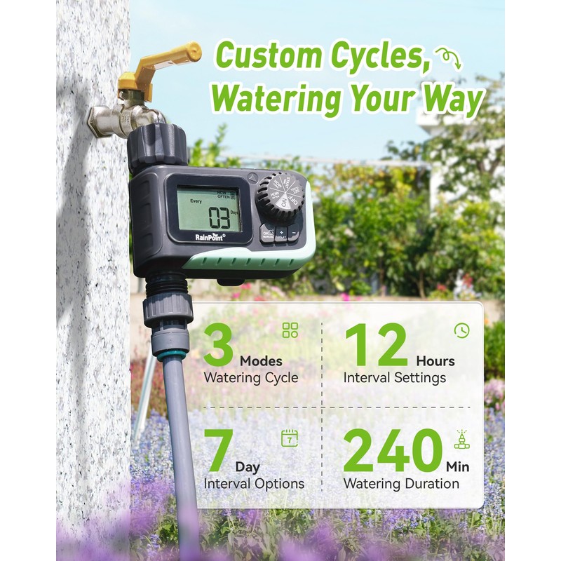 RAINPOINT Sprinkler Timer Outdoor, Water Timer for Garden Hose, Programmable