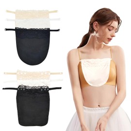 6 Stücke Lady Spitzen Clip-On-BH-Einsätze, Clip-on Mock Camisole BH Einsatz Overlay Panel Weste, 2 Stile Damen Spitze Mock Snap Anti Peep Unsichtbares Dekolleté Cover Up für Lady Privacy, 3 Farben