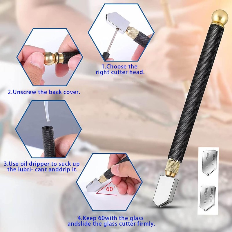 Tayfeim Glass Cutters Tools Set Glass Cutting Tool kit Glass