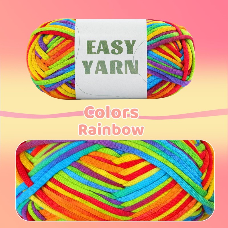 1.76Oz/87.5Yds Rainbow Beginner Crochet Yarn, Yarn for Crocheting and Knitting,