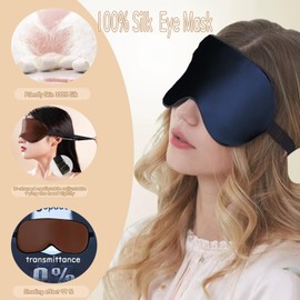 Eye Mask Blindfold with Elastic Strap/Headband, Soft Eye Cover Eyeshade for Night Sleeping red Black beigu (06 Brown & Navy)