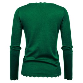 High Stretchy Long Sleeve Knitting Pullover Sweater Top 2025 Dark Green Size M