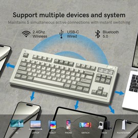 FL ESPORTS OG87: Tri-Mode 87% Hot-Swap Keyboard w/ 4000mAh, Thock-Tuned Dampening, Pre-Lubed Switches & Custom Software — Retro Grey PBT Edition