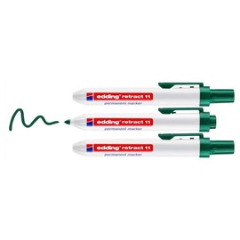 Edding Permanent retract 11 markers green 1.5-3 mm, pack of 3