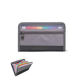 EsiFare Receipt File, A6, 13 Pockets, Document File, Expanding Folder, Zipper Case, Loose, Sorting, Labels, Accordion File, Classification Organizer, Document Storage Case, Color Filing, Office Supplies (Gray, A6)