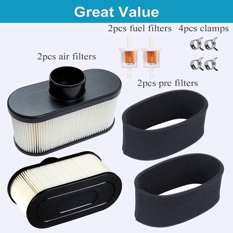 HOODELL 2 Pack 11013-7047 Air Filter with Pre Filter -