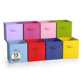 Sorbus Fabric Storage Cubes - 8 Foldable Storage Bins for Organizing Pantry, Cubbies, Toy Box - Clothes Storage & Closet Organizer - 13 Inch Collapsible Cube Baskets for Shelves with Handle
