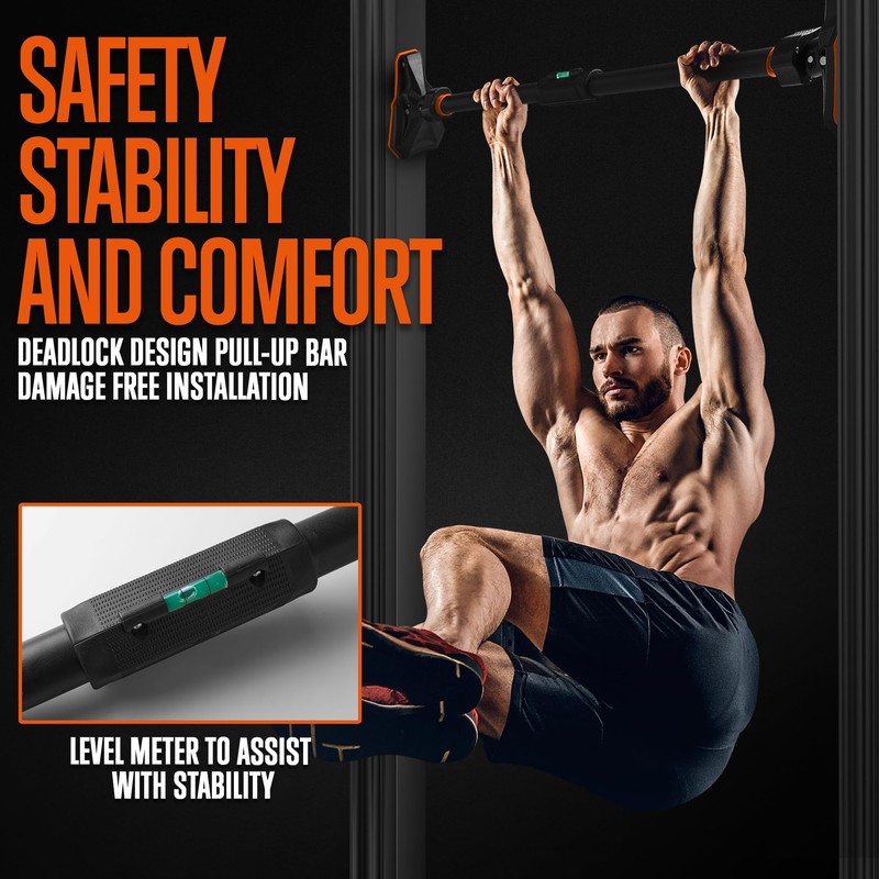 SQUATZ Adjustable Pull-Up Bar - Strength Training Exercise Equipment with