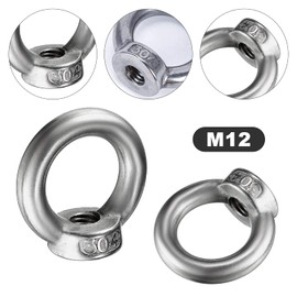 Keleily 6Pzi Golfare Femmina M12 Occhielli in Acciaio Inox Ghiere Bullone di Fissaggio Interno Filettato a Forma di Anello per Accessori di Sollevamento, Lucidatura Superficiale, Argento