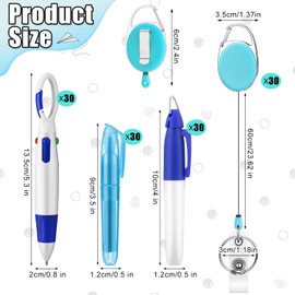 Dispowreath 120 Pcs Nurse Pen Set Retractable Shuttle Pen 4 in 1 Multicolored Ballpoint Pens Mini Highlighter Pen Mini Marker Pen Nursing Keychain Clip for Badge Cna Nurse Accessories Gifts Office