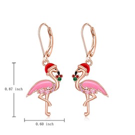 Flamingo Earrings for Women Hot Pink Christmas Flamingo Earrings Sterling Silver Rose Gold Flamingos Dangle Earring Hawaiian Jewelry Christmas Gifts
