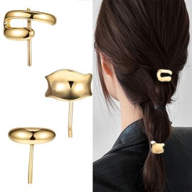 Strong Hold Hair Clips For Ponytails,3Pcs Metal Hair Cuffs,Hair Cuffs for Ponytails Silver Ponytail Cuff Metal Ponytail Holder Hair Clips Hair Clips Decorations Hair Jaw Clips for Women (gold)